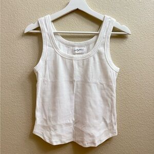 CJLA White Ribbed Tank Top